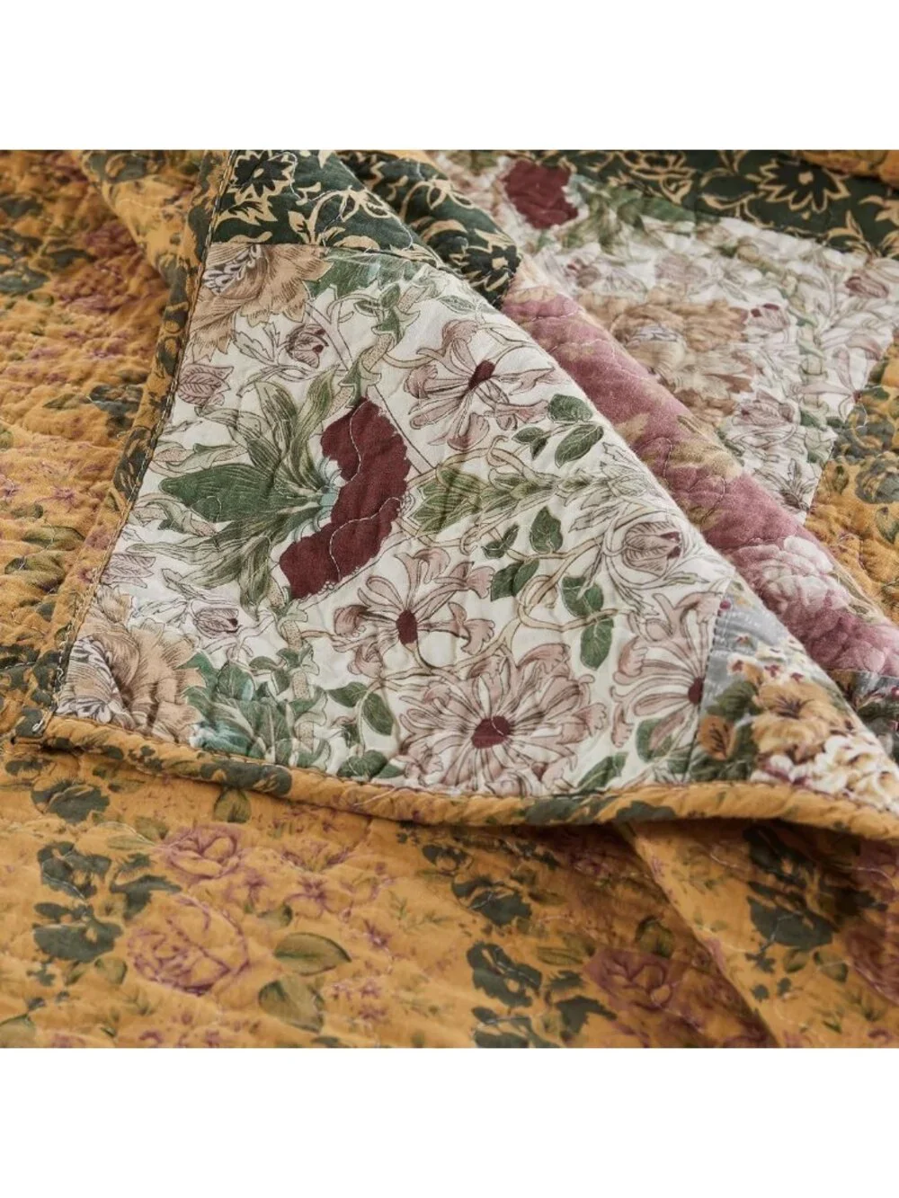 Antique Chic Quilted Patchwork Throw Blanket, 50x60, Cozy Multicolor Home Decor